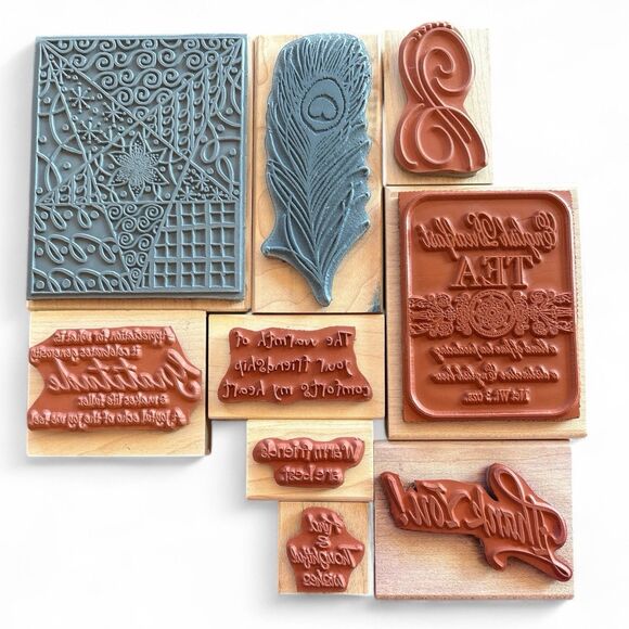 NEW Rubber Stamps Misc Lot Of 9 Craft Supplies Homemade Cards - Picture 2 of 11